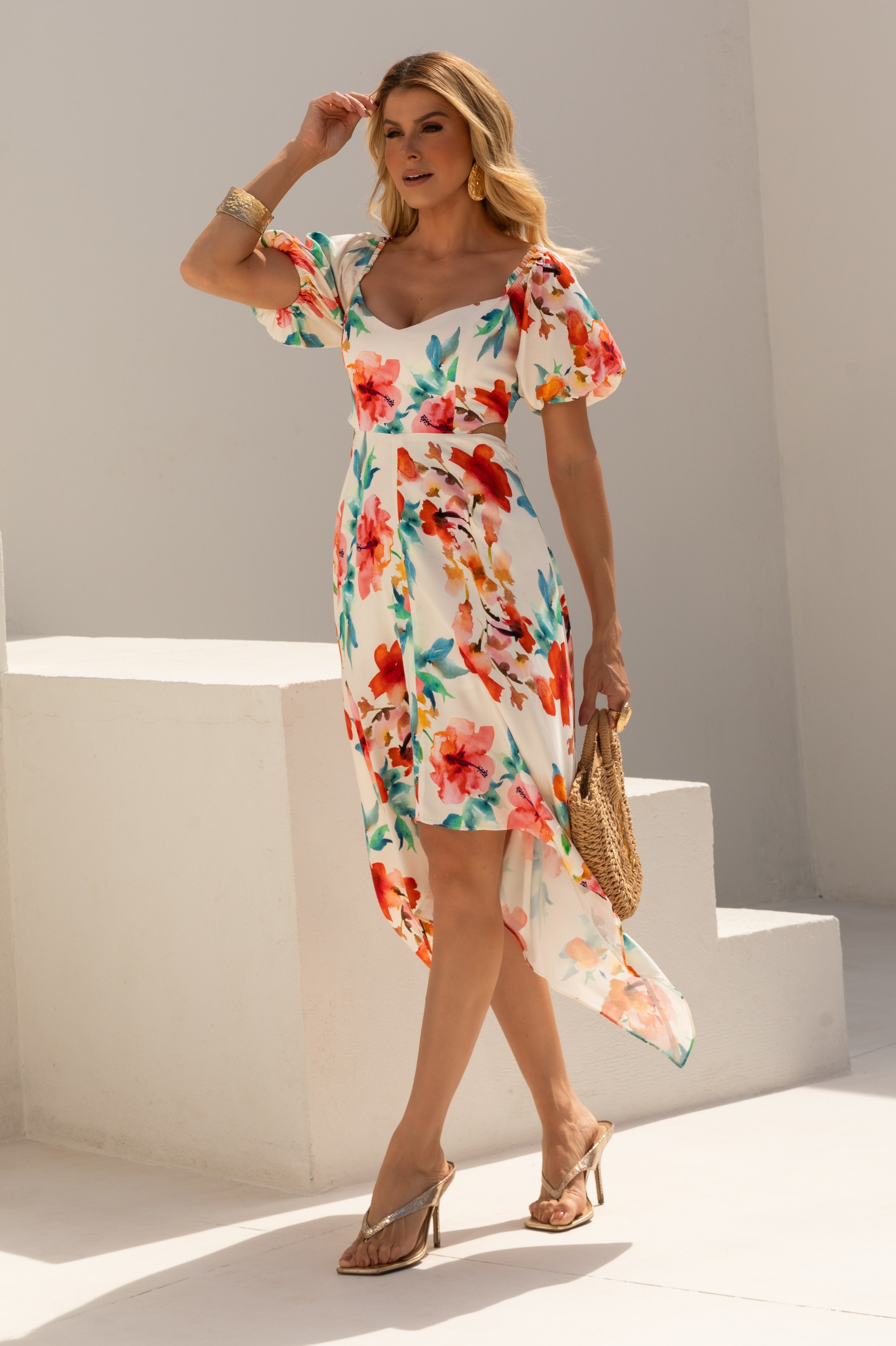 VESTIDO ASSIMETRICO FLORAL