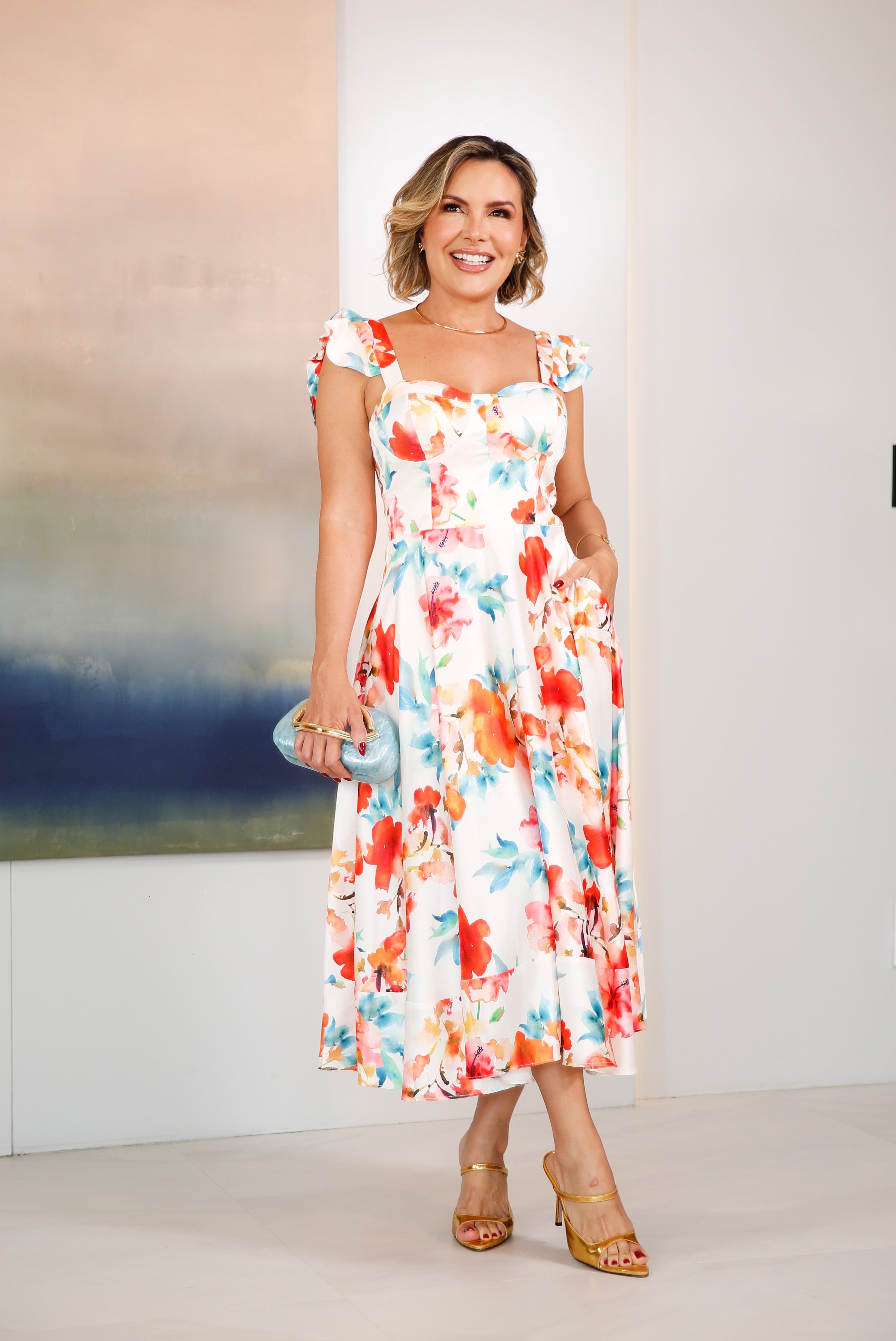 VESTIDO MIDI PRINCESA FLORAL